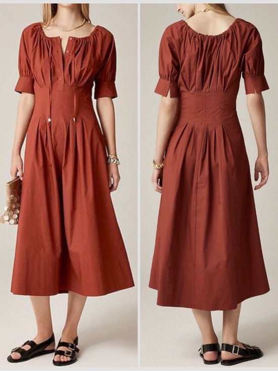 J. Crew Dresses & Skirts - NWT J.Crew Cinched-waist shirt-dress in Brilliant Mahogany Red Sz 4P